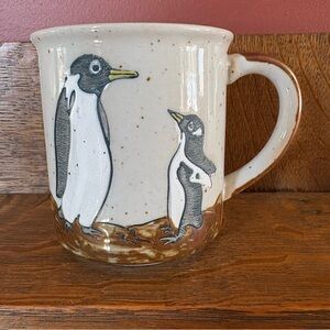 Vintage Penguin Mug Embossed Speckled Japan
